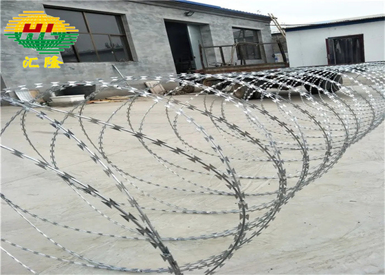 ASTM Standard 2.8mm Caldo Dip Galvanizzato Concertina Razor Wire BTO-16 1000mm di diametro